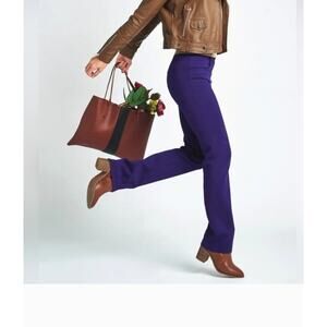 Betabrand Women's Mid-Rise Straight Leg Stretch Casual Pants Large Solid Purple